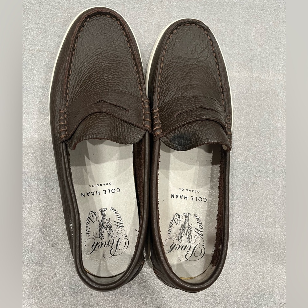 [9M]COLE HAAN Grand OS Pinch Marine Classic Brown Leather Penny Loafers EUC